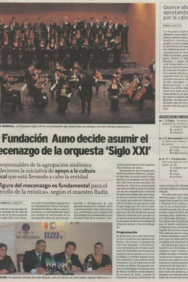 La Fundación Auno decide asumir el mecenazgo de la Orquesta Siglo XXI. (España)
