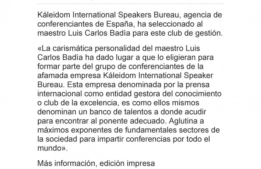 Kalèidom International selected Luis Carlos Badía (Spain)