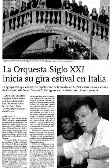 La orquesta Siglo XXI inicia su gira estival en Italia (España)